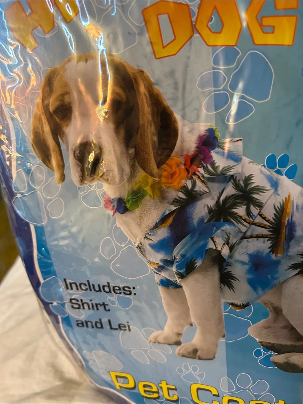 Hawaiian Dog Shirt & Multicolor Lei Pet Costume - Blue